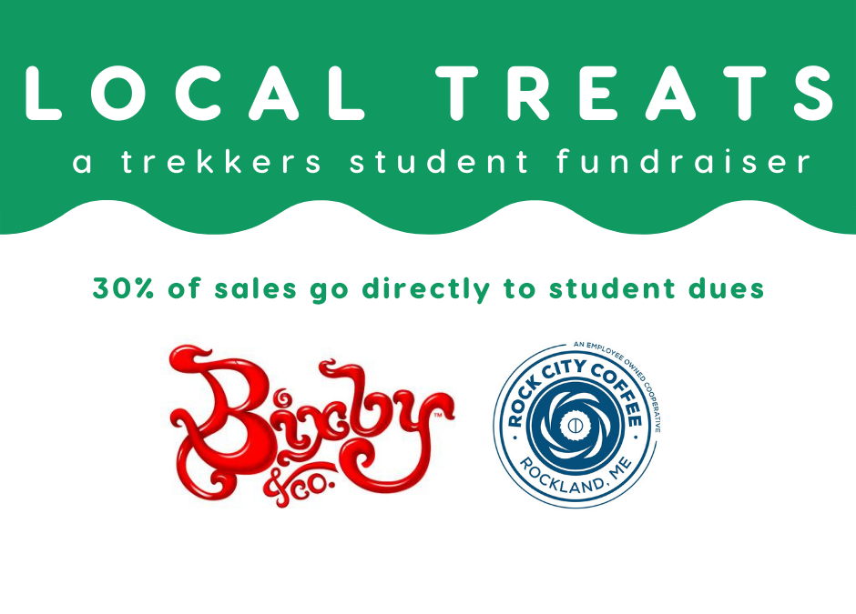 Local Treats Fundraiser, 30% of sales go directly to student dues. Items from Bixby & Co. and Rock City Coffee