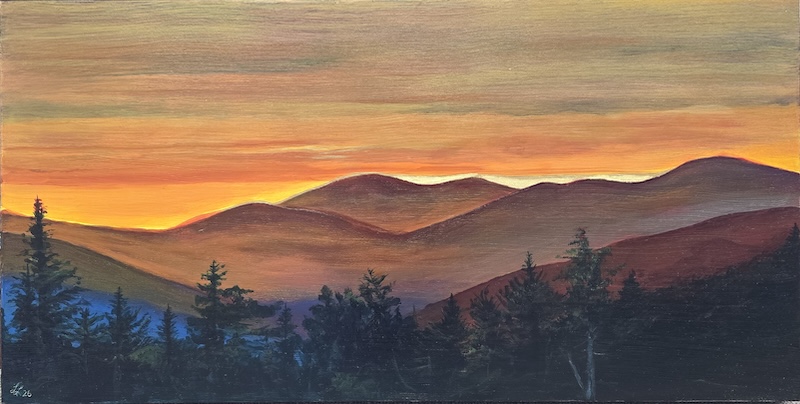 painting of two chickadees
