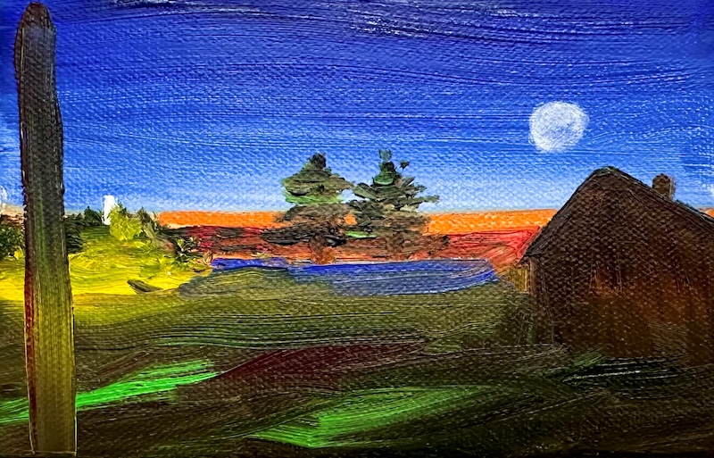painting of two chickadees
